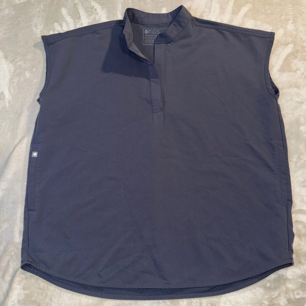 FIGS Rafaela Mandarin Collar Scrub Top Charcoal Gray WXXSW1003 Womens Small